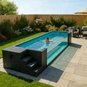 Piscine en PRV sur sol - 10 mm d'épaisseur, personnalisable, résistante aux UV, écologique, durable, rectangulaire, installation facile, échelle de sécurité pour enfants - Product Image 1