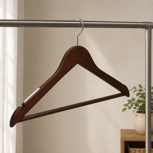 Cintre en bois haut de gamme avec barre porte-pantalon et antidérapant pour placard, design minimaliste, finition durable - Product Image 6