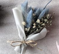 60 Pcs Rumput Pampas Kering Lagurus Ovatus 17-inci, Paket Besar, Bunga Kering Blue Bunny Tails untuk Dekorasi Pernikahan Boho