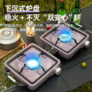 Réchaud portable double brûleur Buerg, pliable, pour camping, à gaz, coupe-vent, pour cuisson en altitude, violet radiant - Product Image 3