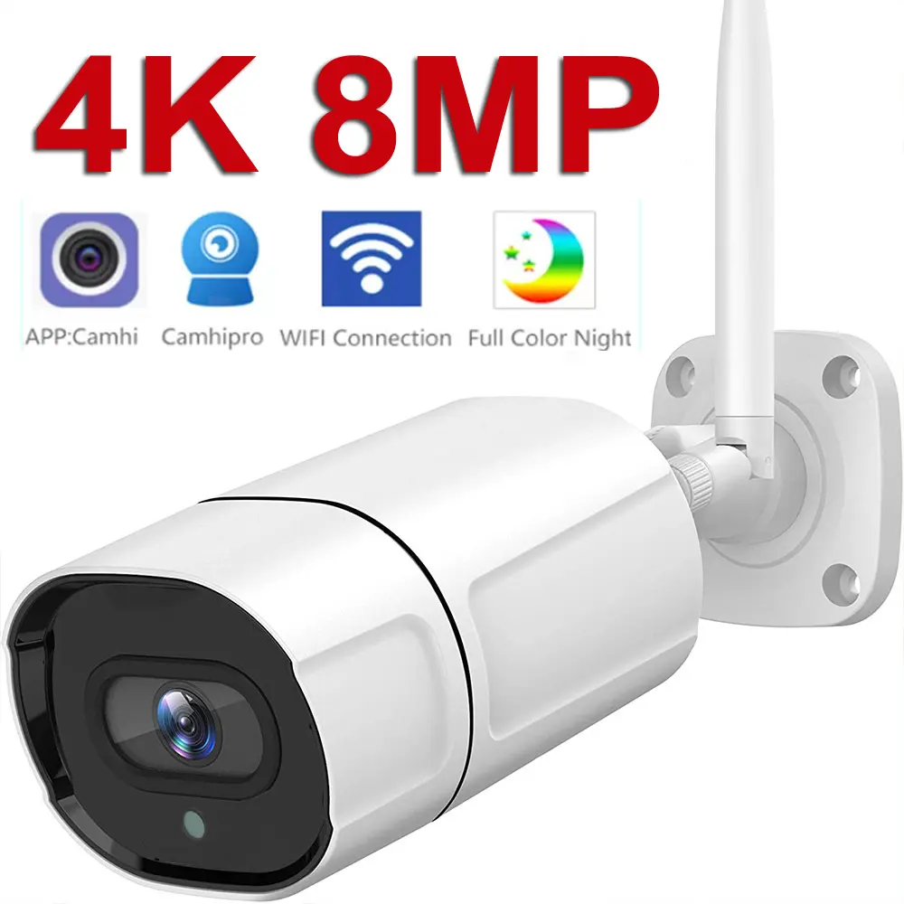 Wifi 8MP 4K IP Camera Outdoor H.265 HQCAM Bullet CCTV Array Night Vision IR POE Video Surveillance Camera Camhi Camhipro App