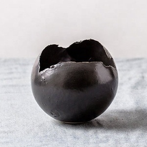 Ceramic Round Candle <b>Jar</b> <b>Empty</b> Home Decoration Votive Holder Black Matte Finish - Product Image 1