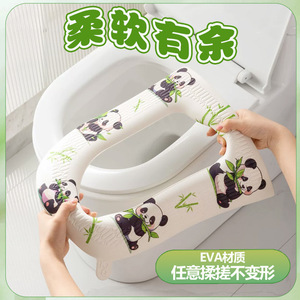 <b>EVA</b> Toilet Seat Cover Printed Cartoon Design Waterproof Washable For Home Use All Seasons Velcro Closure - Product Image 5
