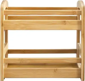 Ripiano di stoccaggio di condimento in legno di bambù in legno massiccio scaffalature di condimento finitura in legno massiccio rack Design stili disponibili