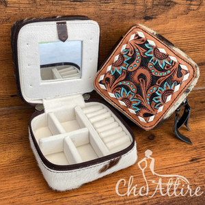 Mini boîte à bijoux en cuir de vachette de voyage vente en gros Portable bague boucle d'oreille collier organisateur de stockage personnalisé usiné à la main petite boîte à bijoux - Product Image 1