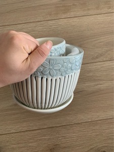 <span class=keywords><strong>Vaso</strong></span> <span class=keywords><strong>da</strong></span> fiori <span class=keywords><strong>in</strong></span> ceramica per interni a strisce blu decorazione <span class=keywords><strong>da</strong></span> giardino lavabo <span class=keywords><strong>in</strong></span> terracotta per piante - Product Image 4