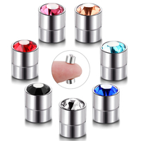 Clou d'Oreille Magnétique en Acier et Cristal, Sans Perçage, Boucles d'Oreilles Magnétiques Puissantes pour Hommes et Femmes, Clip d'Oreille Magnétique 6mm, Bijoux