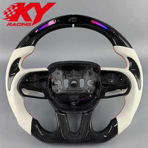 Volant de voiture en cuir véritable et fibre de carbone avec écran LED pour Dodge Scat Pack SRT/RT Challenger Durango Charger Hellcat - Product Image 1