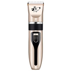 Cortadora de pelo eléctrica recargable para perros, herramienta de aseo para mascotas, color dorado, ABS. - Product Image 1