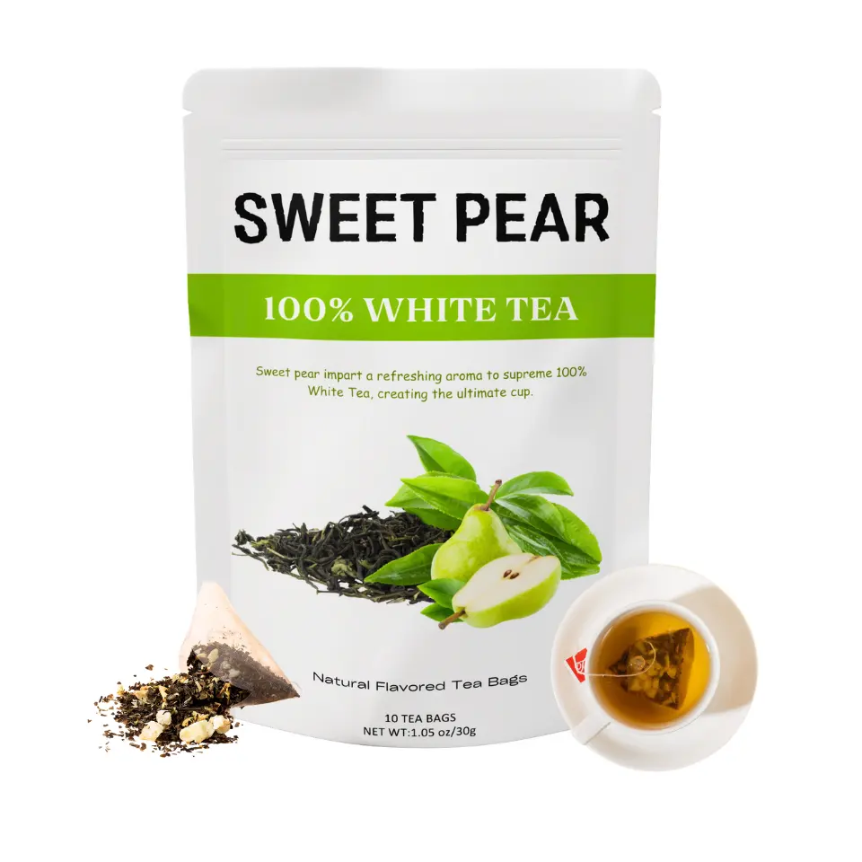 high quality dried pear peach white tea flavor tea detox calming relieve tea