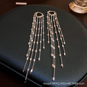 Gold Plated <b>Tassel</b> Drop <b>Earrings</b> Heart Shape Chain Long Fashion Party Jewelry Zinc Alloy <b>Earring</b> AER 0002 - Product Image 2