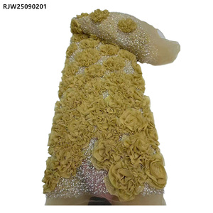 Nouvelle Arrivée Italien <span class=keywords><strong>3D</strong></span> Fleur Lourde Perlée Dentelle <span class=keywords><strong>Tissu</strong></span> De Mariage De Mariée Floral <span class=keywords><strong>3D</strong></span> Sequin Perlé Dentelle <span class=keywords><strong>Tissu</strong></span> pour Robes - Product Image 3