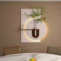 Vase de grès décoratif de plante verte hydroponique tridimensionnelle peinture pour salle à manger salon fond mur Art mural