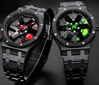 Montres en acier inoxydable avec mouvement automatique japonais, design d'usine et personnalisables, simili-squelette lumineux, pour marque privée