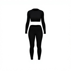 Women High Waist Full Length <b>Leggings</b> And Top Spandex <b>Nylon</b> Knitted Solid Color Basic Style All Seasons Activewear - Product Image 1