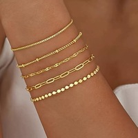Ensemble de bracelets joncs tendance en alliage de zinc plaqué argent avec breloques géométriques pour femme, motifs feuilles, cœur, flèche, bracelets ouverts, bijoux