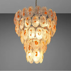 <span class=keywords><strong>Lampadario</strong></span> Vintage italiano strutturato Murano in vetro <span class=keywords><strong>arancione</strong></span> - Product Image 4