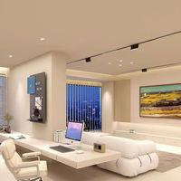 Système d'éclairage sur rail magnétique noir moderne, bande LED linéaire encastrée pour salon et plafond commercial