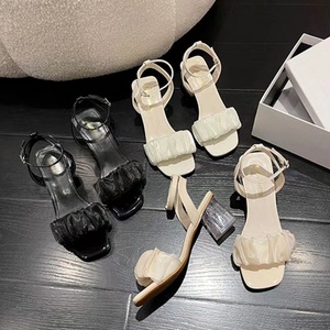 Sandalias de Tacón Alto para Mujer, Verano, Tacón Grueso, Lazo de Perlas, Zapatos Nuevos para Mujer, Ideales para Citas y Compras, Dropshipping - Product Image 2