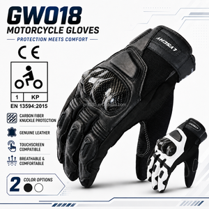 Gants de moto en <span class=keywords><strong>cuir</strong></span> de chèvre STOCK GW018C, respirants, compatibles écran tactile, été, certifiés CE, fabrication OEM - Product Image 2