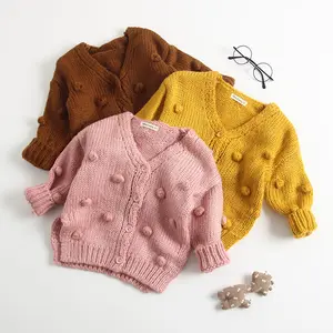 Suéter de bola de burbuja para niños, Niña y niño, cárdigans tejidos, chaqueta, suéter para bebé, abrigo para niña, cárdigan