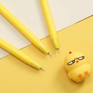 Маленькая желтая курица, мультяшная яичная скорлупа, пластиковая гелевая ручка, 0,5 мм, синие/черные чернила, не стираемые в офисной школе - Product Image 5