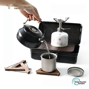 Outdoor Portable Tea Set Stainless Steel Kettle with Cups in Black <b>Storage</b> <b>Box</b> for <b>Camping</b> Cooking All Seasons - Product Image 4