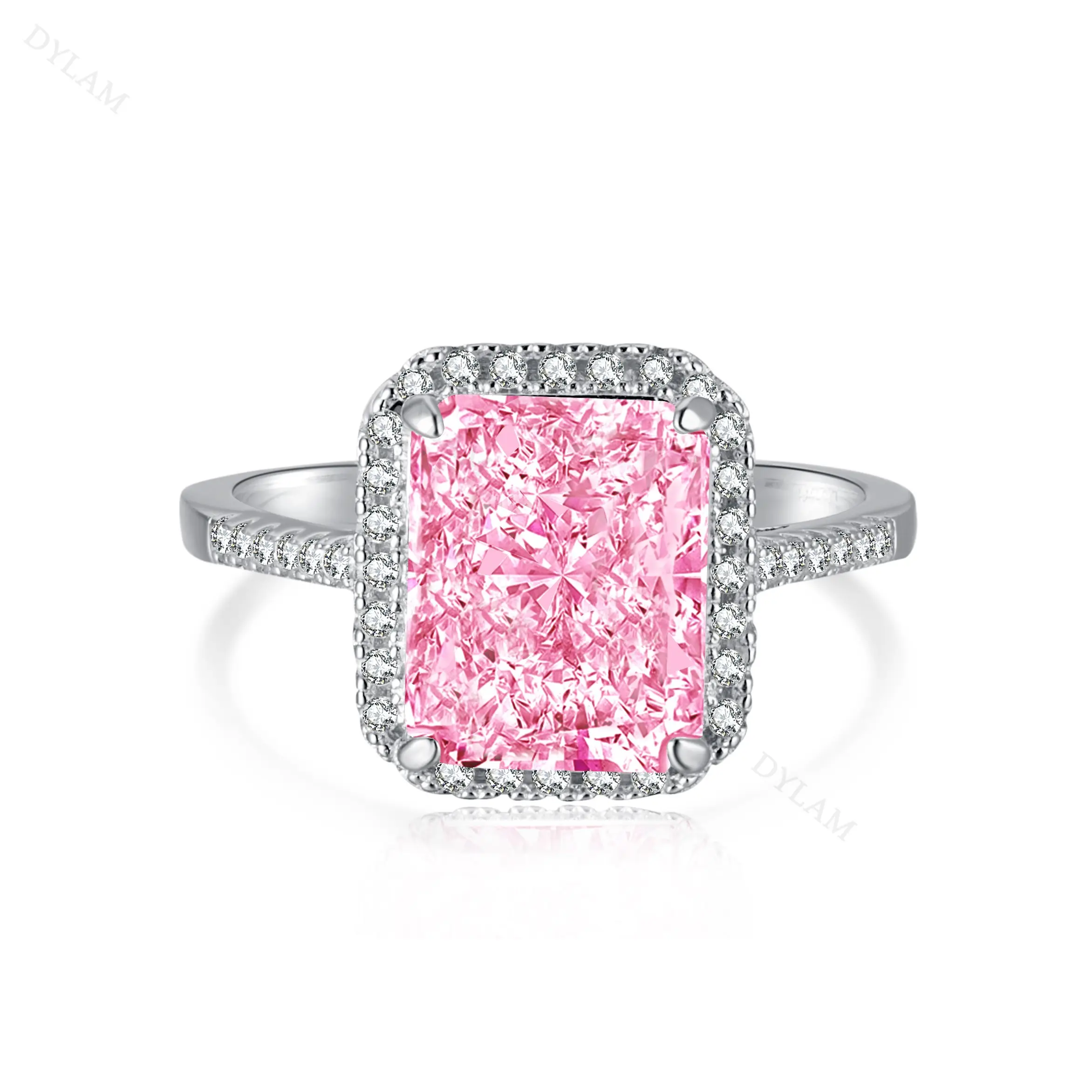S925 plata esterlina CZ Cubic Zirconia anillo de oro rosa corazón anillo grueso compromiso de boda anillos rosas joyería Mujer