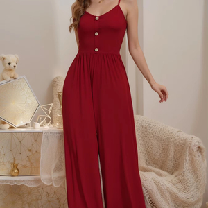 Disponibile in Magazzino: Tuta Lunga Senza Maniche da Donna, Vestibilità Ampia, Pezzo Unico, Tinta Unita, Elegante e Comoda per il Tempo Libero - Product Image 1