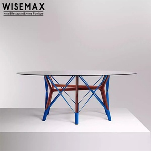 Wisemax đồ nội thất thiết kế hiện đại Đồ nội thất cơ sở gỗ rắn bàn ăn nhà Ding đồ nội thất phòng kính hàng đầu vòng bàn ăn - Product Image 4