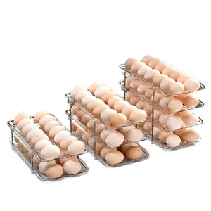 Оптовая продажа C700 <span class=keywords><strong>2</strong></span>-ярусная 16-сетчатая пластиковая коробка для яиц большой емкости кухонный органайзер для хранения яиц для холодильника прямоугольной формы - Product Image 2