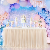 Jupe de table en tulle Luminaire pour célébrations, décoration de gâteau de mariage, fournitures de fête d'anniversaire, effet lumineux, couleur unie, modèle HTS04