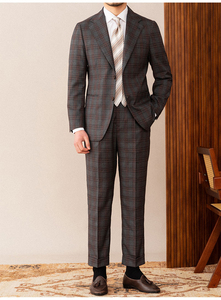 Completo Primaverile da Uomo Due Pezzi a Quadri di Alta Qualità, Slim Fit, Versatile con Doppio Spacco, Risvolto a Tacca, Set Elegante da Gentiluomo per Affari - Product Image 4