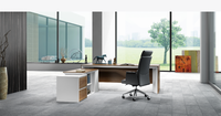 Nouvelle conception de table de direction moderne en bois avec armoire latérale et pieds en acier inoxydable pour mobilier de bureau