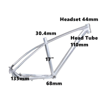 Pièces détachées de vélo en alliage d'aluminium Cadre de vélo brut vierge Cadre de vélo de montagne Cadre de frein à disque 27.5 29 pouces Cadre de vélo
