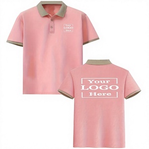 Custom Pink Cotton Polo Shirt Unisex <b>Work</b> Fashion Breathable <b>Waterproof</b> Windproof Silk Screen Printing OEM Service Silver - Product Image 1