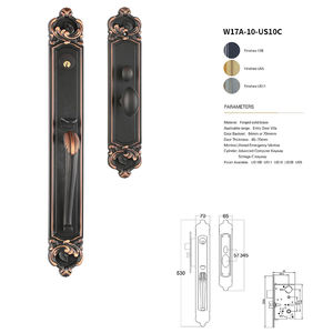 Serrure de porte en bois massif avec grande poignée, serrure mécanique de style européen, ensemble de serrures de luxe pour porte d'entrée d'hôtel - Product Image 1