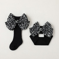 Ensemble de chaussettes longues espagnoles et bandeau pour bébé fille, 6-12 mois, avec nœud mignon, en coton, hauteur genou, vente en gros