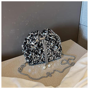 Bolso bandolera de PU con lentejuelas, estilo moderno, con cierre tipo cubo, capacidad personalizable, para mujer - Product Image 5