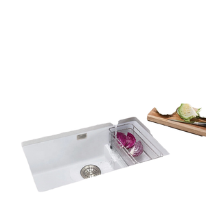 للبيع بالجملة حوض مطبخ بلؤلؤ فردي متتالي 29 بوصة حوض مطبخ أبيض تحت جبل 73x46 مع قسمين لفصل الأطباق - Product Image 6