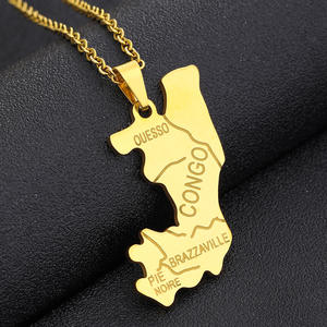 Collares con <span class=keywords><strong>Mapa</strong></span> <span class=keywords><strong>de</strong></span> la <span class=keywords><strong>República</strong></span> <span class=keywords><strong>del</strong></span> <span class=keywords><strong>Congo</strong></span> Esmaltados, Collar con Colgante <span class=keywords><strong>de</strong></span> <span class=keywords><strong>Mapa</strong></span> <span class=keywords><strong>de</strong></span> la Bandera <span class=keywords><strong>de</strong></span> <span class=keywords><strong>Congo</strong></span> Esmaltado Chapado en Oro <span class=keywords><strong>de</strong></span> 18K y Acero Inoxidable - Product Image 5