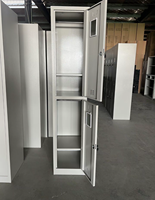 Armoire en acier moderne à 2 portes, casier métallique pour salle de sport, école, casier de rangement à 2 compartiments, armoire de gym en acier multi-portes avec serrure à clé