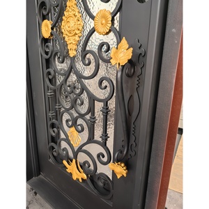 Entrada de seguridad moderna Insertos de vidrio de hierro forjado Puerta principal rotura térmica - Product Image 3