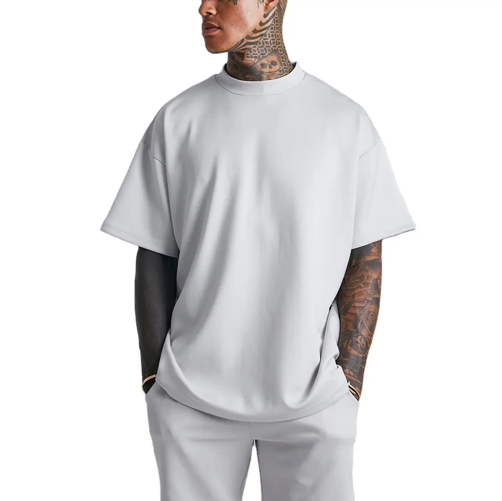 Casual Drop Shoulder Heavy T-shirts White Cotton Custom Printing Logo High Quality Plus Size Men's T-Shirts