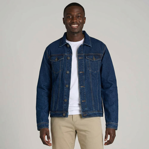<b>Mens</b> Blue Denim <b>Jacket</b> Classic Jean Outerwear with Turn Down Collar <b>Long</b> Sleeve Durable and Stylish for Everyday Wear - Product Image 1