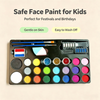 Kit de peinture corporelle en silicone facile à nettoyer pour enfants avec peigne à cheveux – à base d'eau pour les fêtes et les événements