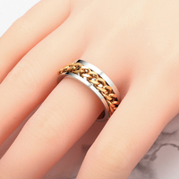 Vente chaude, anneaux de doigts ajustables en acier inoxydable pour rappeurs tendance, anneaux de doigts à rotation, plaqués or/argent/bleu/noir, personnalisés