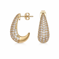Fabricant de bijoux ODM, boucles d'oreilles à clous en forme de goutte d'eau, plaquées or 14 carats, en laiton, élégantes, hypoallergéniques, cadeau pour femmes