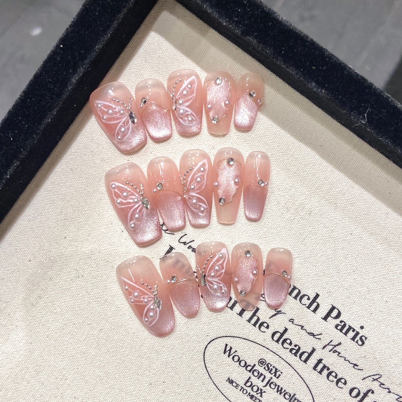 TSZS Summer Shell Butterfly Handmade Press on Nails Luxury Almond Coffin Cat Eye DIY Press on Nails Nail Wholesale