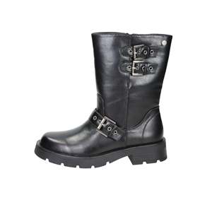 Stivaletti bassi da donna Xti 143441 in pelle nera con dettaglio fibbia, alla moda - Product Image 1